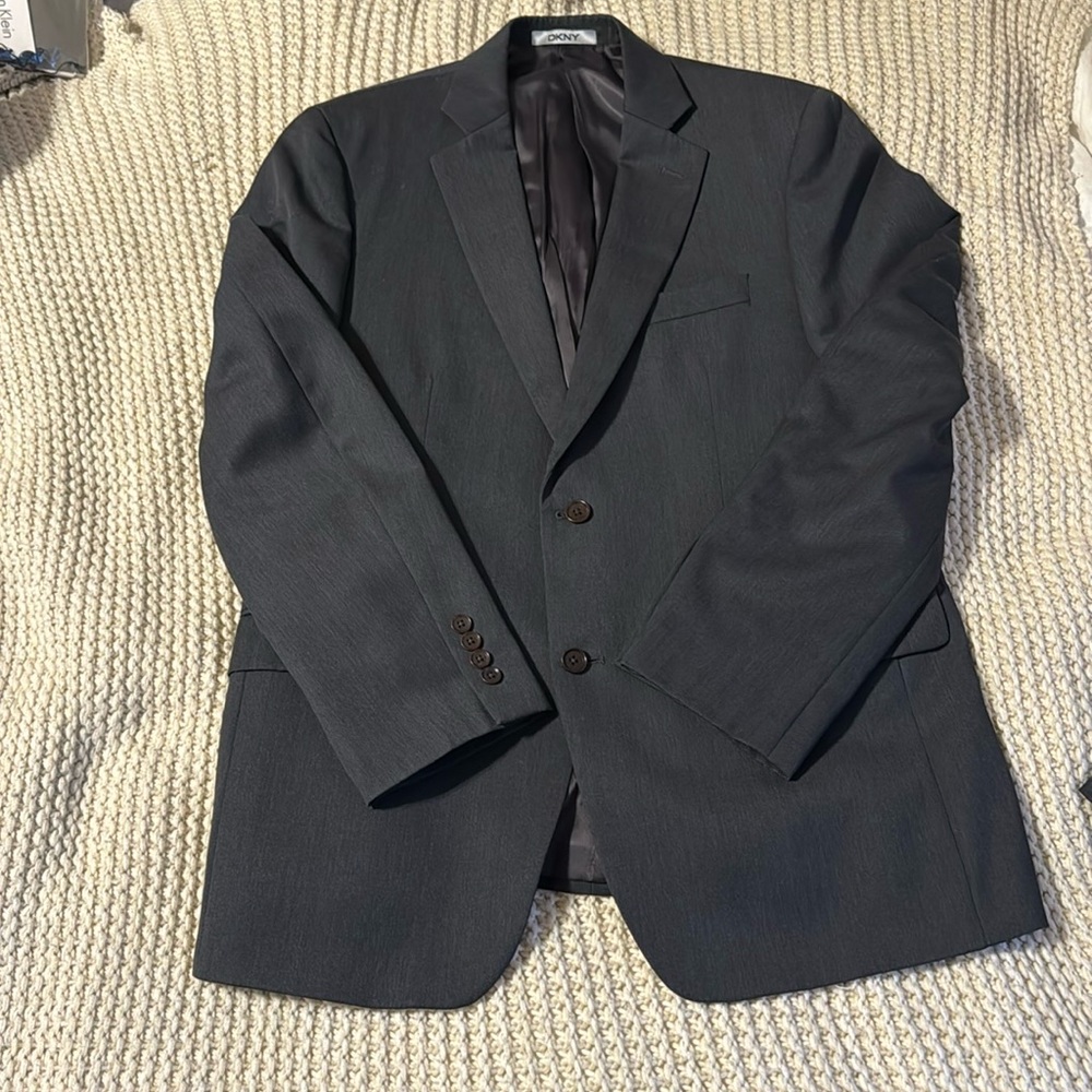 Men’s Suit Jacket DKNY - 42R - Dark Gray 100% Wool